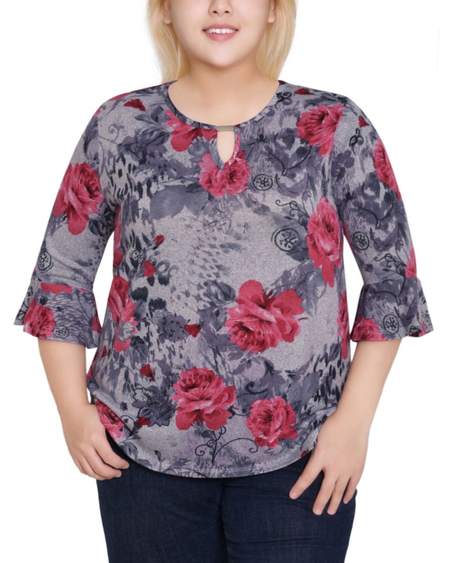 Топ больших размеров с рукавами-колоколами 3/4 NY Collection, Hgrey Rose Floral
Топ больших размеров с рукавами-колоколами 3/4 NY Collection, Hgrey Rose Floral