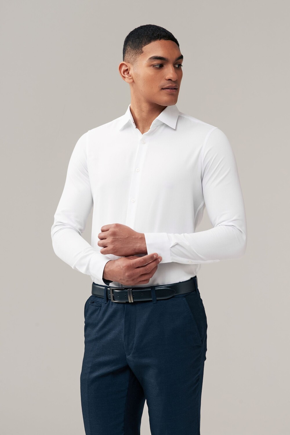 Рубашка с одинарным манжетом, легкая в уходе Next, белый 
Рубашка с одинарным манжетом, легкая в уходе Next, белый