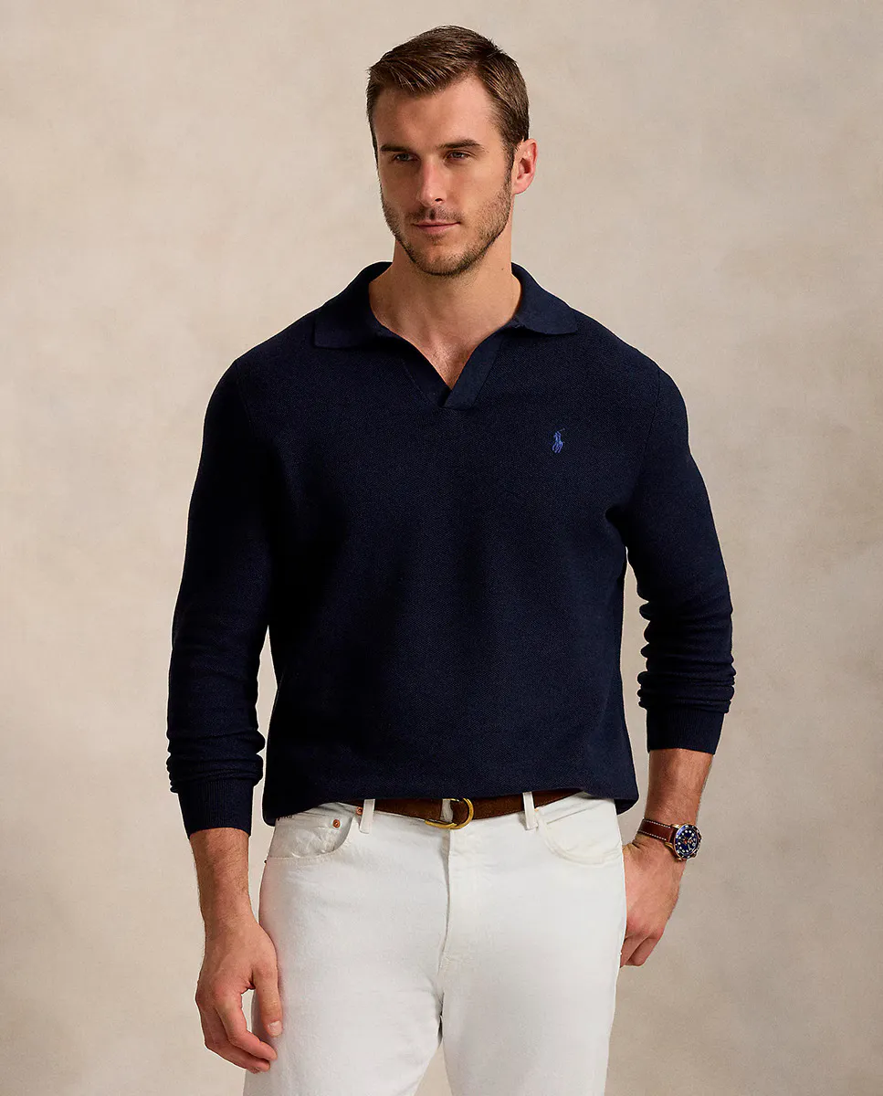 Мужской хлопковый свитер с воротником-поло больших размеров Polo Ralph Lauren, тёмно-синий
Мужской хлопковый свитер с воротником-поло больших размеров Polo Ralph Lauren, тёмно-синий