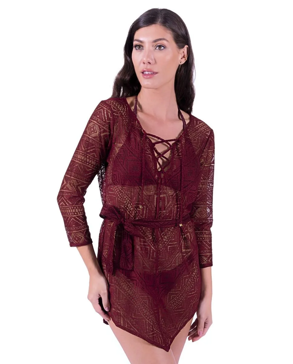 Короткое пляжное платье из ажурной ткани Despi, красный 
Короткое пляжное платье из ажурной ткани Despi, красный