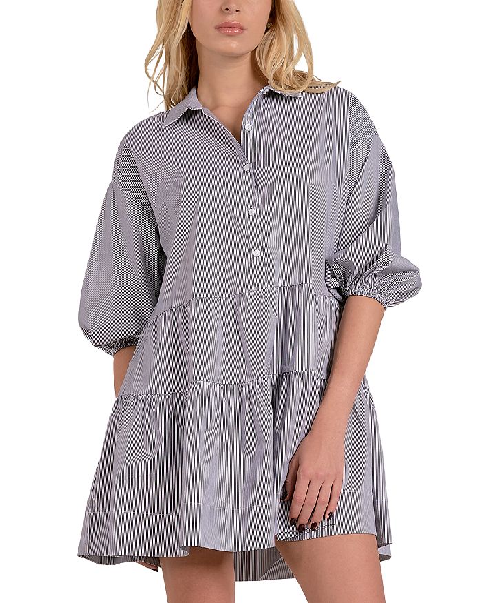 Полосатое платье с воротником и ярусами Elan, черный
Полосатое платье с воротником и ярусами Elan, черный