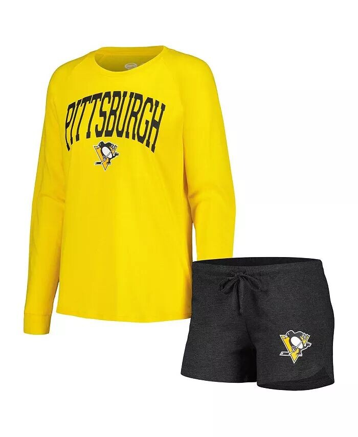 Женский комплект для сна черного и золотого цвета Pittsburgh Penguins метра из топа реглан с длинными рукавами и шорт Concepts Sport, черный
Женский комплект для сна черного и золотого цвета Pittsburgh Penguins метра из топа реглан с длинными рукавами и шорт Concepts Sport, черный