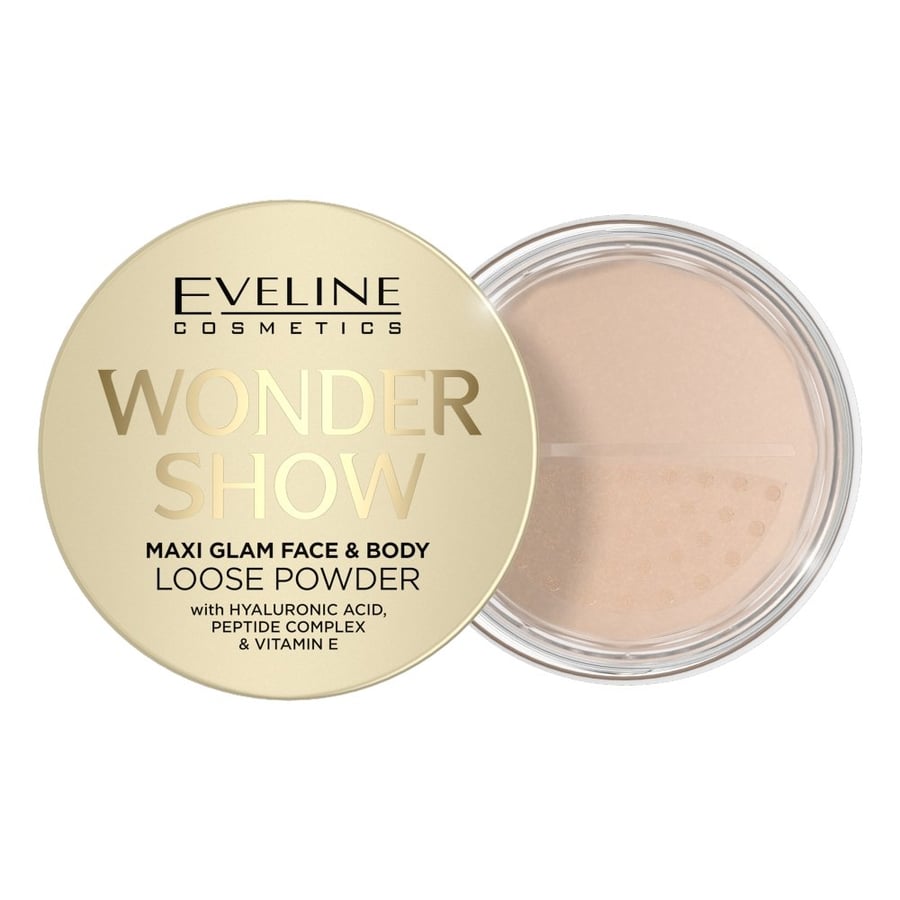 Рассыпчатая пудра для лица и тела Eveline Cosmetics Wonder Show Illuminating Loose Powder для лица и тела 6 г 
Рассыпчатая пудра для лица и тела Eveline Cosmetics Wonder Show Illuminating Loose Powder для лица и тела 6 г