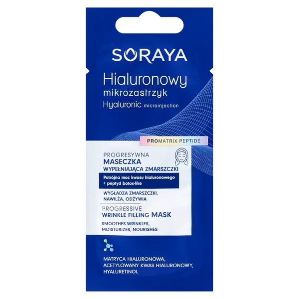 Маска для прогрессивного заполнения морщин, 8 мл Soraya Hialuronowy mikrozastrzyk
Маска для прогрессивного заполнения морщин, 8 мл Soraya Hialuronowy mikrozastrzyk