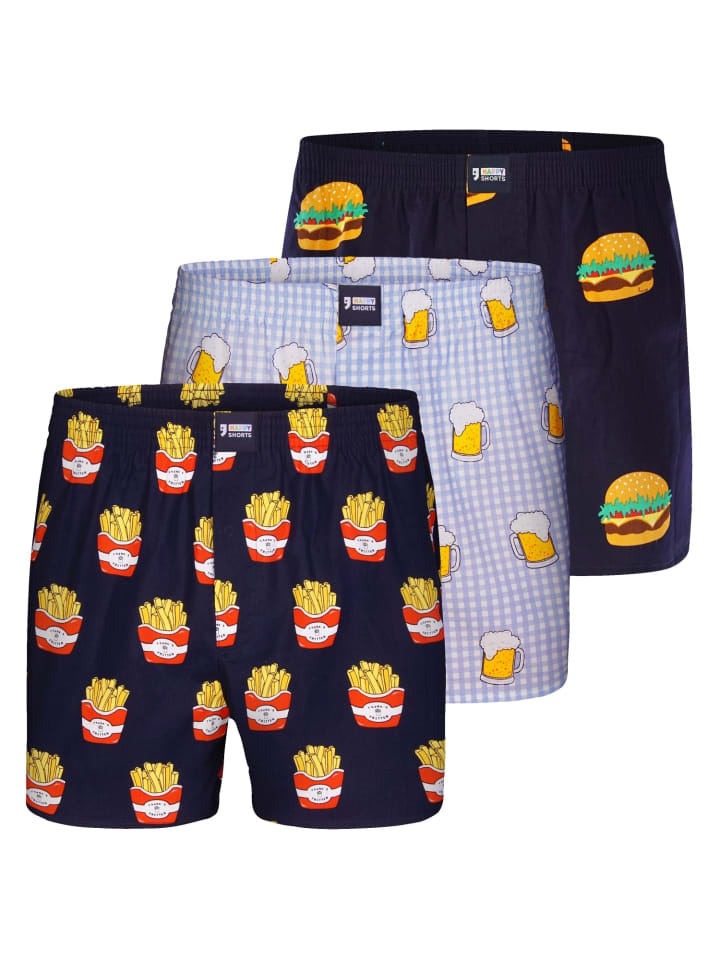 Happy Shorts Комплект из 3 боксерских шорт с принтом "Junk Food"
Happy Shorts Комплект из 3 боксерских шорт с принтом "Junk Food"