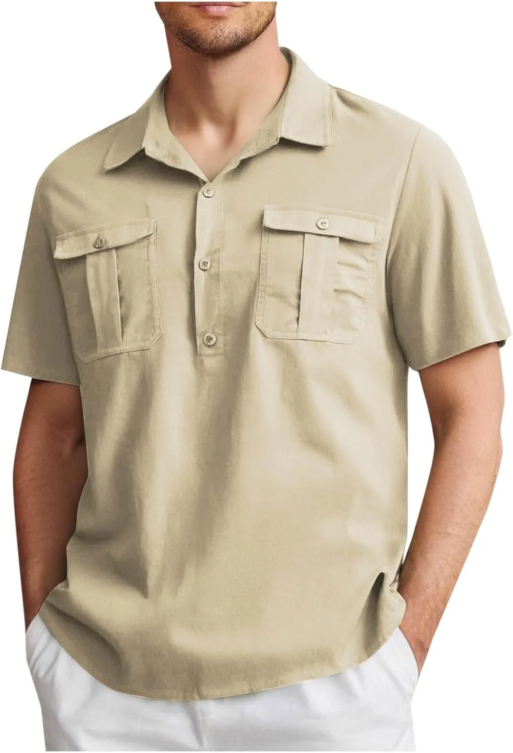 Мужская рубашка Plus Size летняя с коротким рукавом и карманами
Мужская рубашка Plus Size летняя с коротким рукавом и карманами