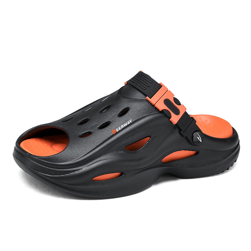 Сандалии с одним ремешком мужские DEERWAY, Black Orange 
Сандалии с одним ремешком мужские DEERWAY, Black Orange