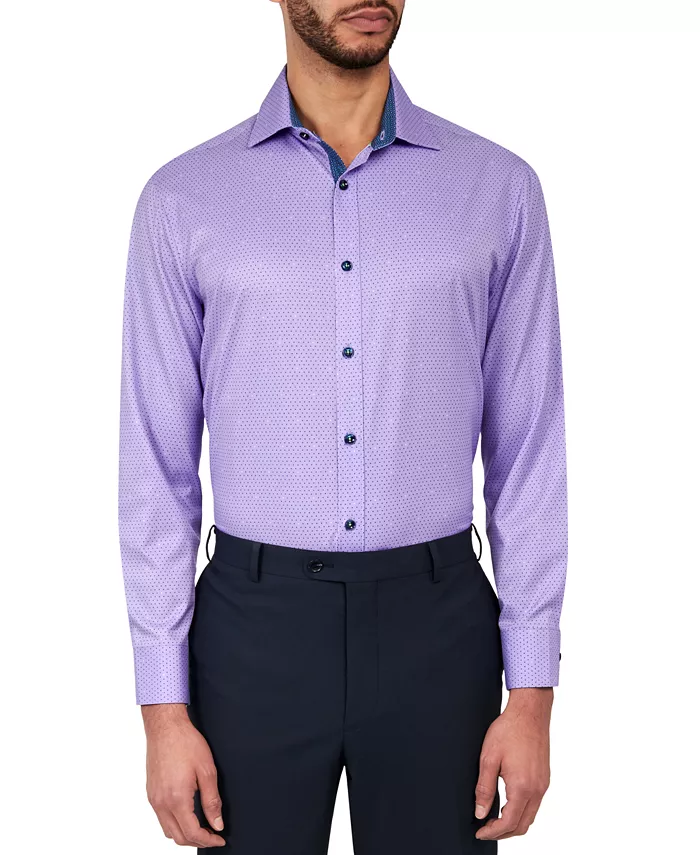 Мужская классическая рубашка с рисунком в горох, не требующая глажки, из эластичной ткани для комфорта Society of Threads, фиолетовый
Мужская классическая рубашка с рисунком в горох, не требующая глажки, из эластичной ткани для комфорта Society of Threads, фиолетовый