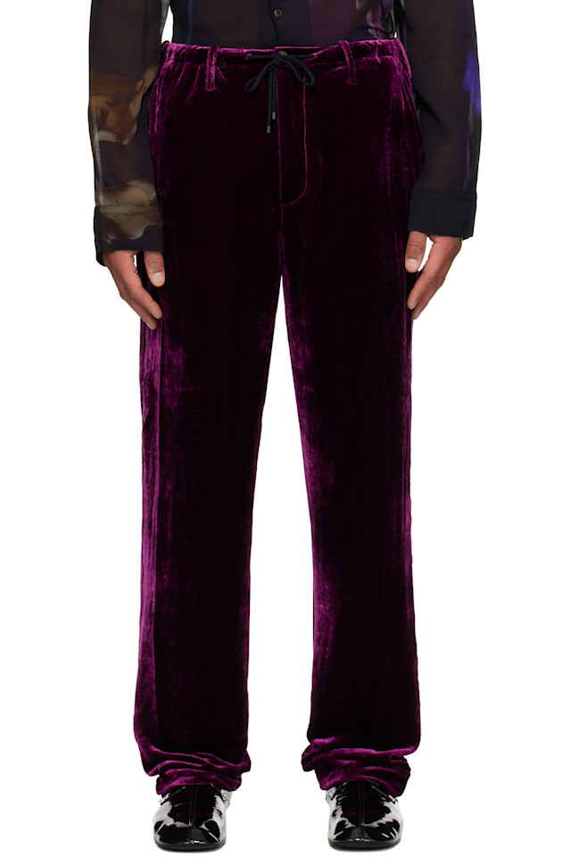 Dries Van Noten Брюки из фиолетового шелкового бархата
Dries Van Noten Брюки из фиолетового шелкового бархата