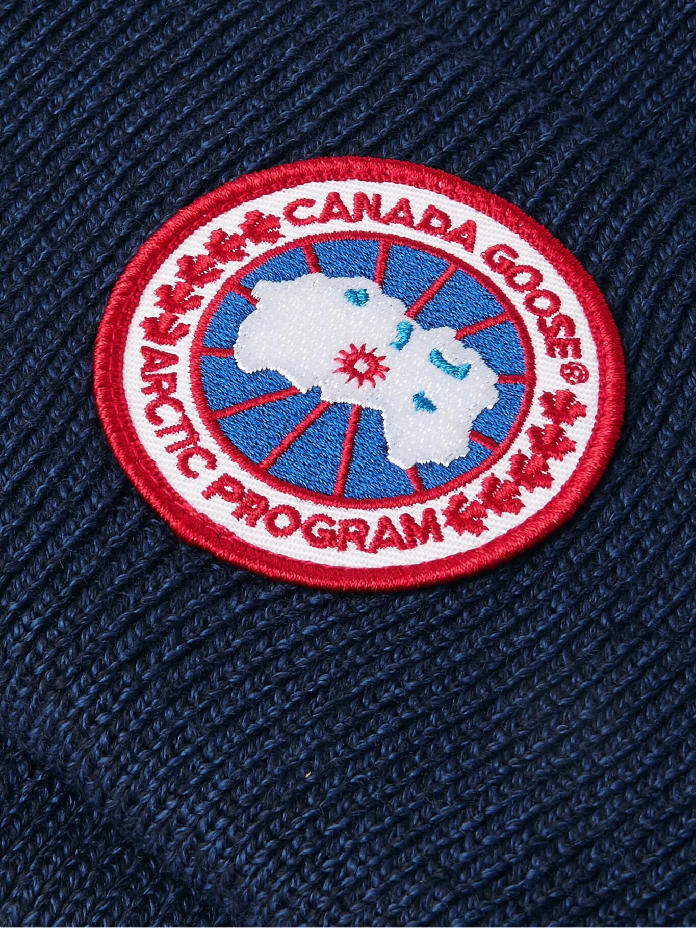 Шапка-бини из шерсти мериноса с аппликацией логотипа CANADA GOOSE, темно-синий
Шапка-бини из шерсти мериноса с аппликацией логотипа CANADA GOOSE, темно-синий