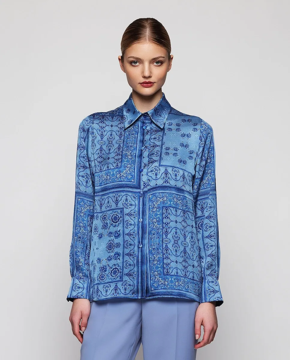 Женская блузка в клетку с цветочным принтом Mirto, синий
Женская блузка в клетку с цветочным принтом Mirto, синий