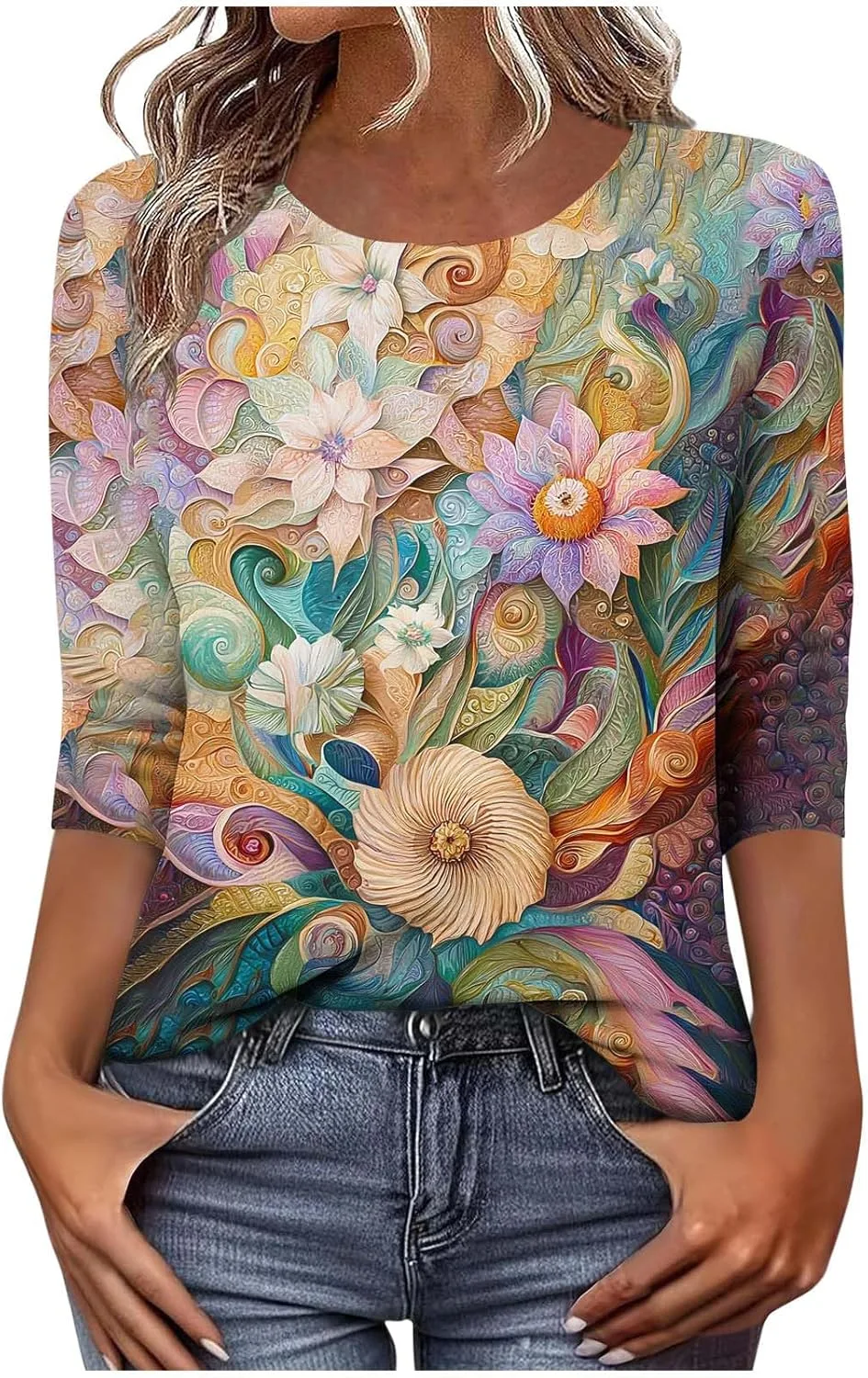 Женская блузка с 3/4 рукавом и цветочным принтом FZYLQY
Женская блузка с 3/4 рукавом и цветочным принтом FZYLQY