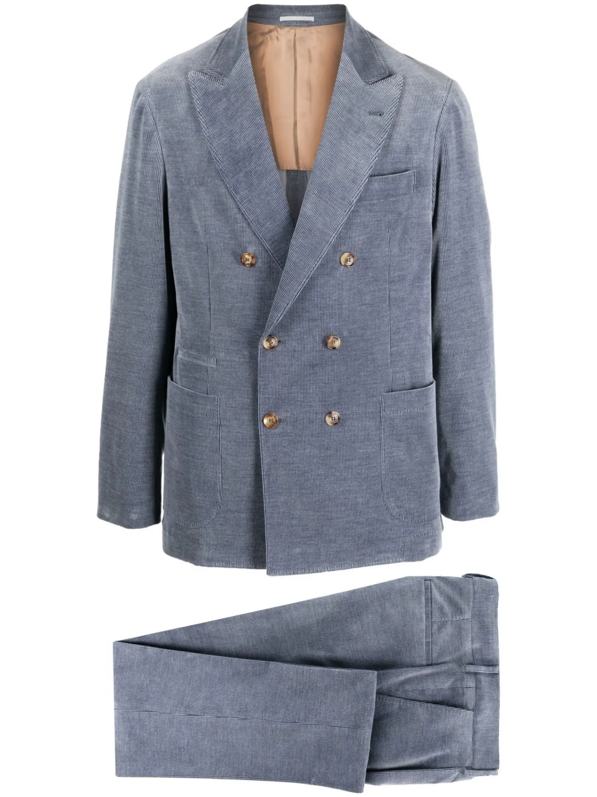 Вельветовый костюм с двубортным пиджаком Brunello Cucinelli, синий
Вельветовый костюм с двубортным пиджаком Brunello Cucinelli, синий