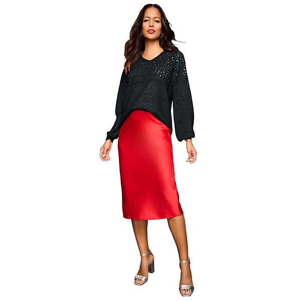 Женский свитер с блузонными рукавами и декором, plus size Roaman'S, Black Rhinestone Burst
Женский свитер с блузонными рукавами и декором, plus size Roaman'S, Black Rhinestone Burst