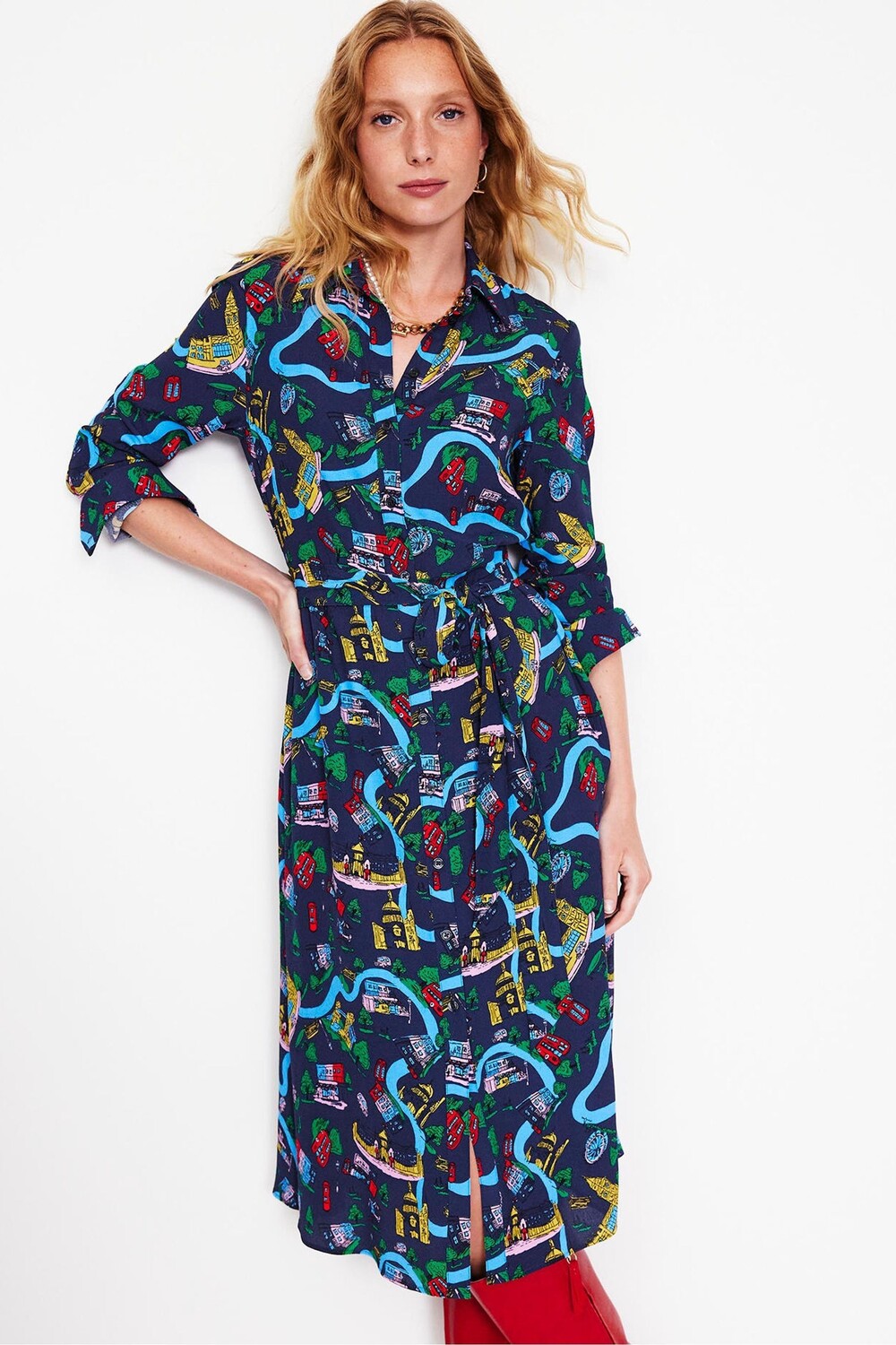 Платье рубашка миди Кейт Boden, синий
Платье рубашка миди Кейт Boden, синий