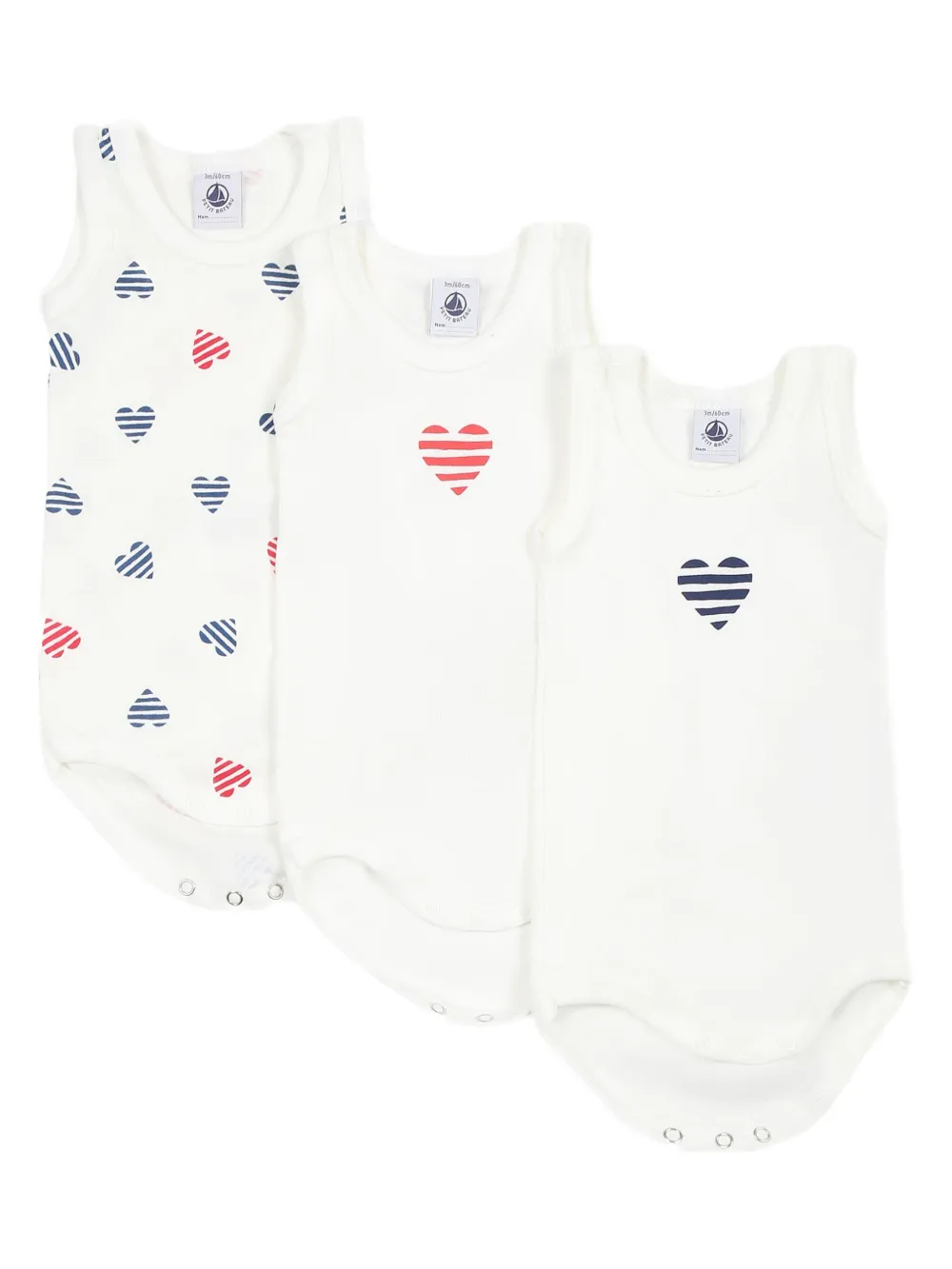 Комплект из трех боди Petit Bateau, белый 
Комплект из трех боди Petit Bateau, белый