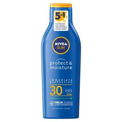 Sun Protect & Moisture Увлажняющий солнцезащитный лосьон Spf30 200 мл, Nivea 
Sun Protect & Moisture Увлажняющий солнцезащитный лосьон Spf30 200 мл, Nivea