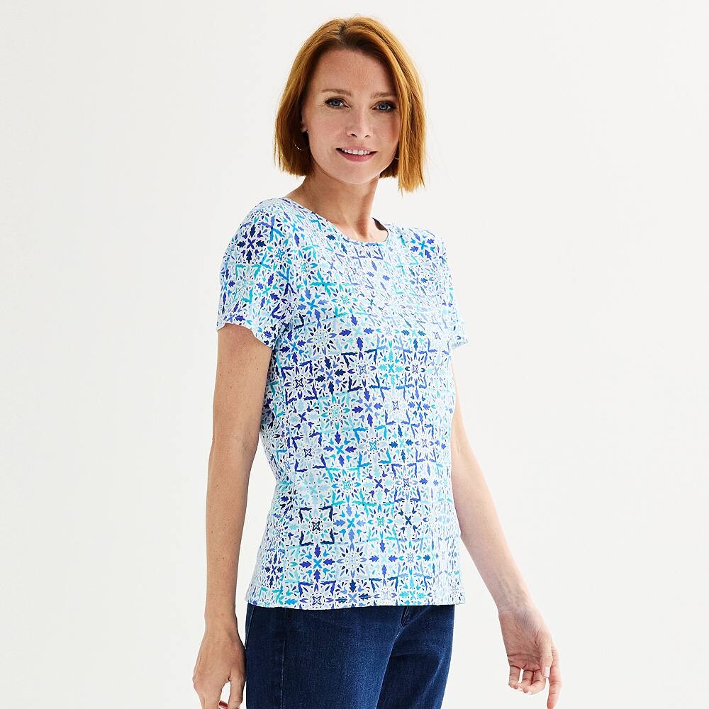 Женская футболка Croft & Barrow Essential с круглым вырезом, цвет Teal Tile Print
Женская футболка Croft & Barrow Essential с круглым вырезом, цвет Teal Tile Print