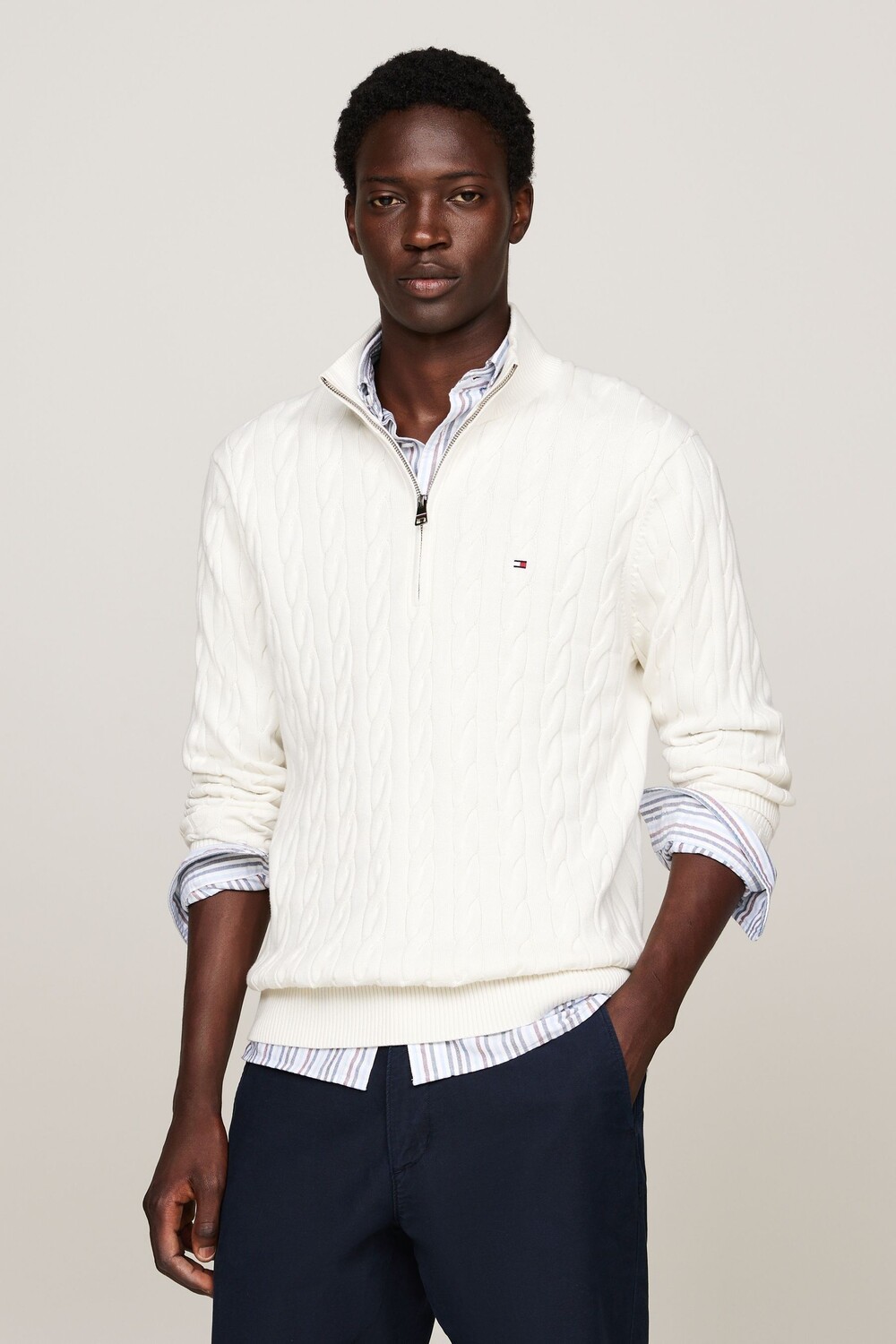 Классический хлопковый свитер с косой молнией Tommy Hilfiger, белый
Классический хлопковый свитер с косой молнией Tommy Hilfiger, белый