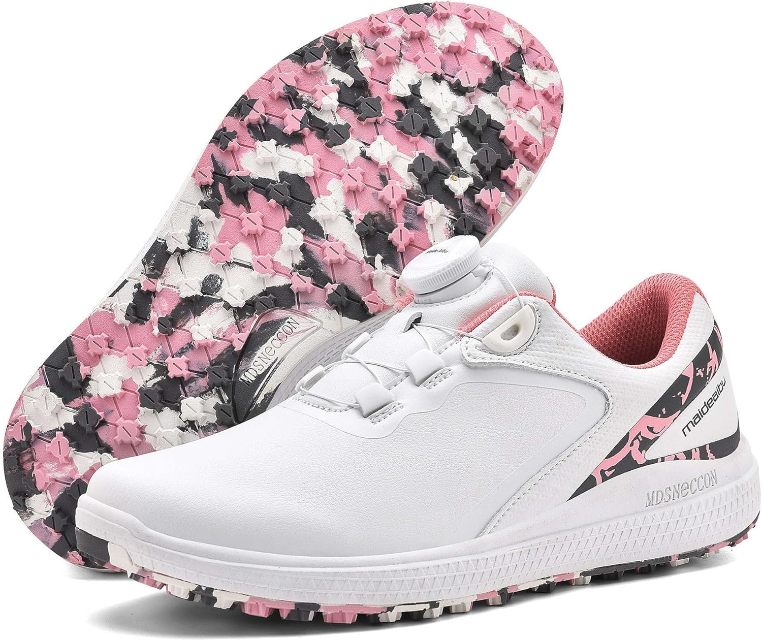 Женские гольф-туфли, водонепроницаемые гольф-туфли с шипами, амортизирующие кроссовки на шнуровке с резиновой подошвой, идеальны для активного отдыха и игр с мячом, спортивная обувь, Быстрая шнуровка, Резиновая подошва Mdsneccon, белый
Женские гольф-туфли, водонепроницаемые гольф-туфли с шипами, амортизирующие кроссовки на шнуровке с резиновой подошвой, идеальны для активного отдыха и игр с мячом, спортивная обувь, Быстрая шнуровка, Резиновая подошва Mdsneccon, белый