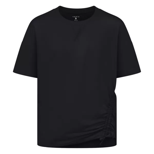 Девчачья оверсайз футболка с боковыми завязками 7-20 Layer 8, черный 
Девчачья оверсайз футболка с боковыми завязками 7-20 Layer 8, черный