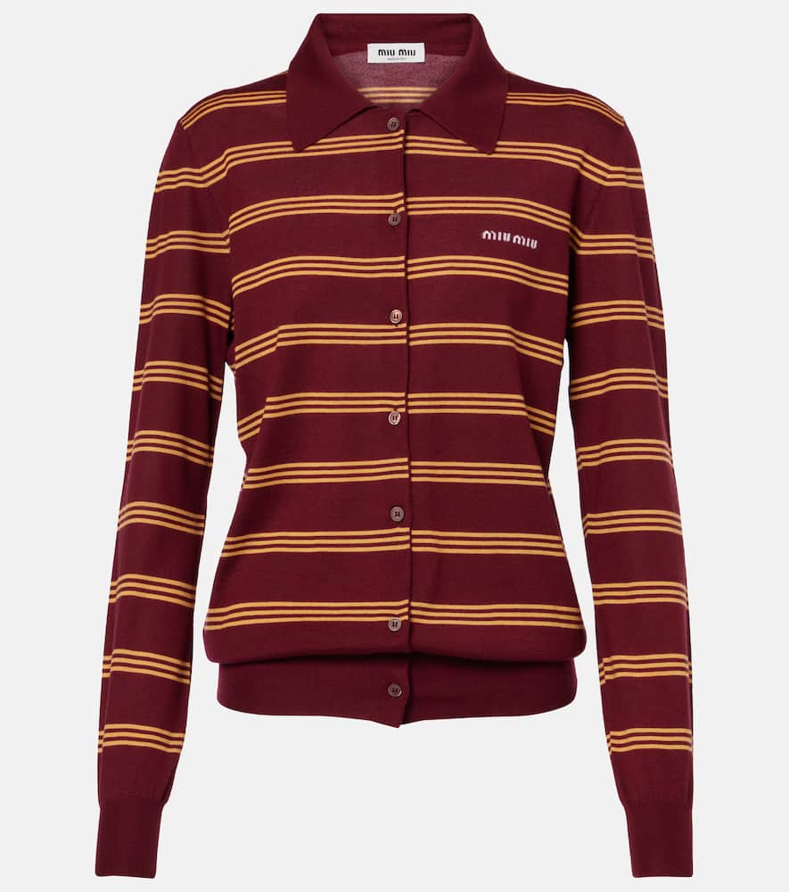 Полосатый кардиган из кашемира и шелка Miu Miu, Amaranto
Полосатый кардиган из кашемира и шелка Miu Miu, Amaranto