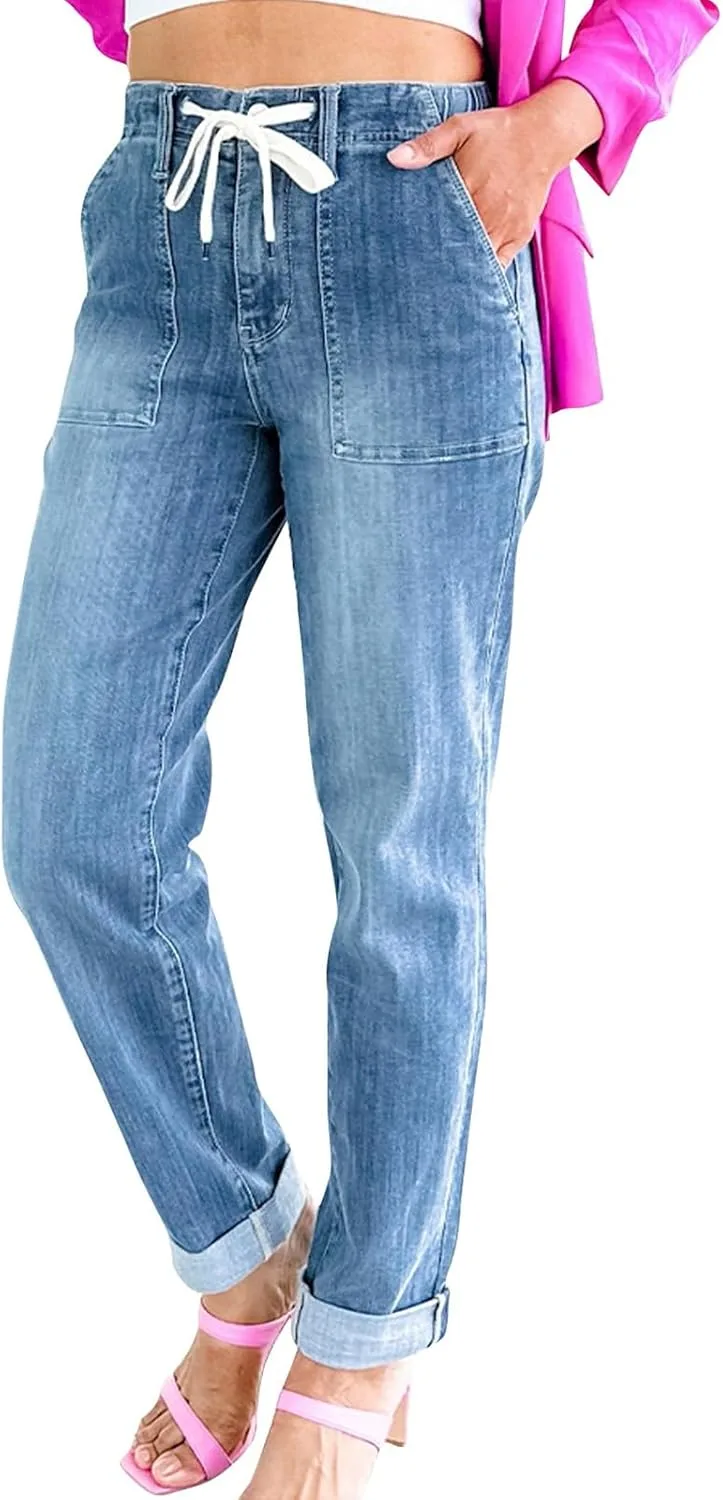 Женские джинсовые джоггеры с эластичным поясом и шнурком hayudier
Женские джинсовые джоггеры с эластичным поясом и шнурком hayudier