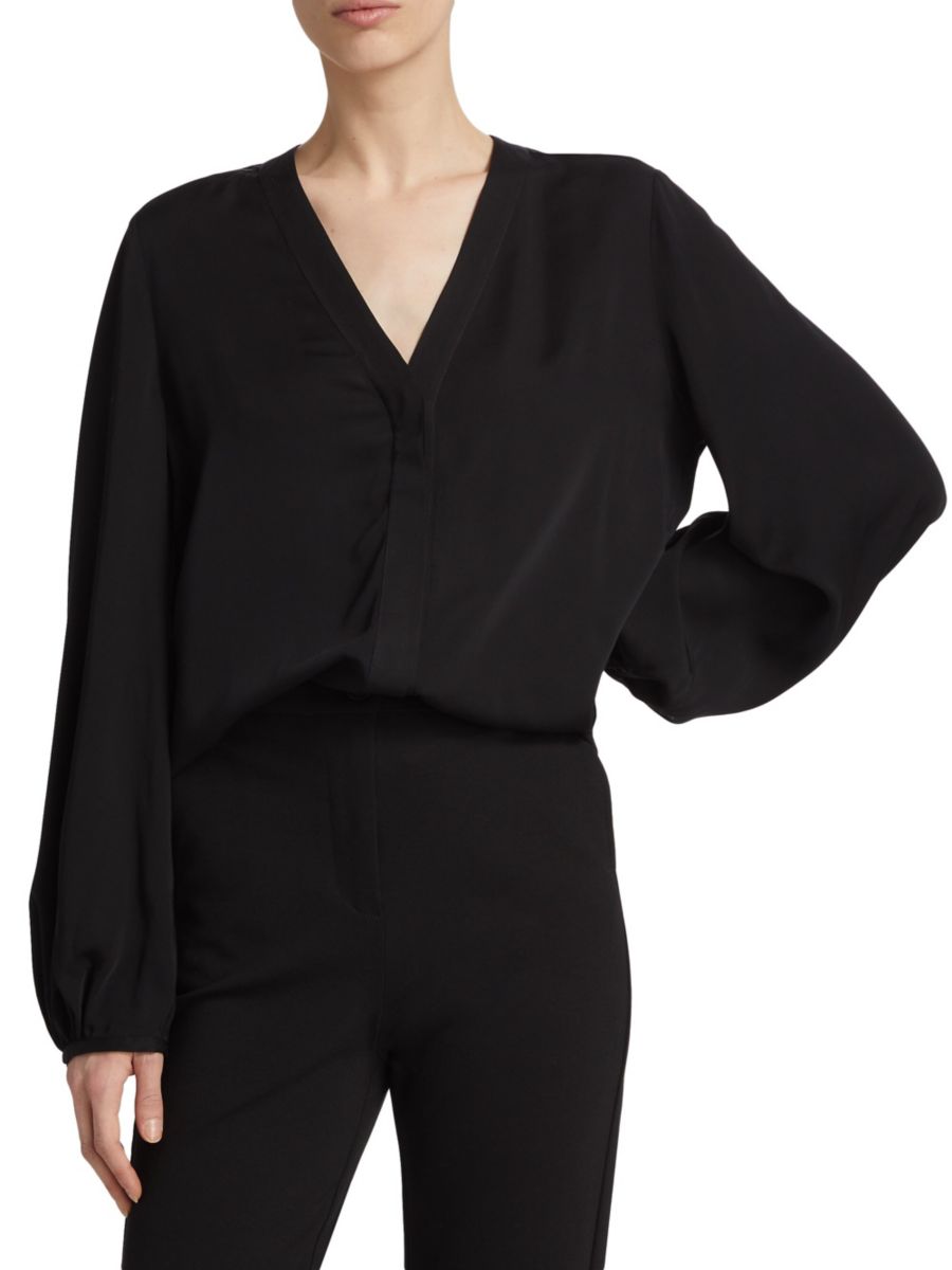 Круизная блузка с V-образным вырезом Saks Fifth Avenue, черный
Круизная блузка с V-образным вырезом Saks Fifth Avenue, черный