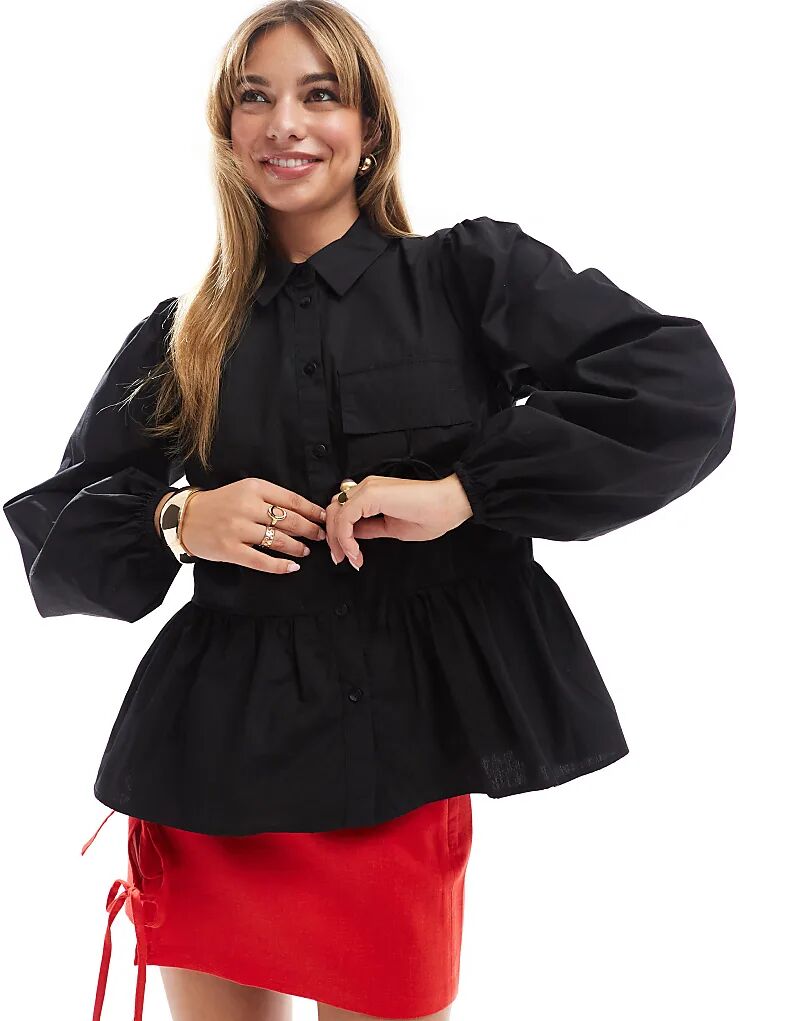 Рубашка из хлопкового поплина с карманом для галстука черного цвета ASOS DESIGN
Рубашка из хлопкового поплина с карманом для галстука черного цвета ASOS DESIGN