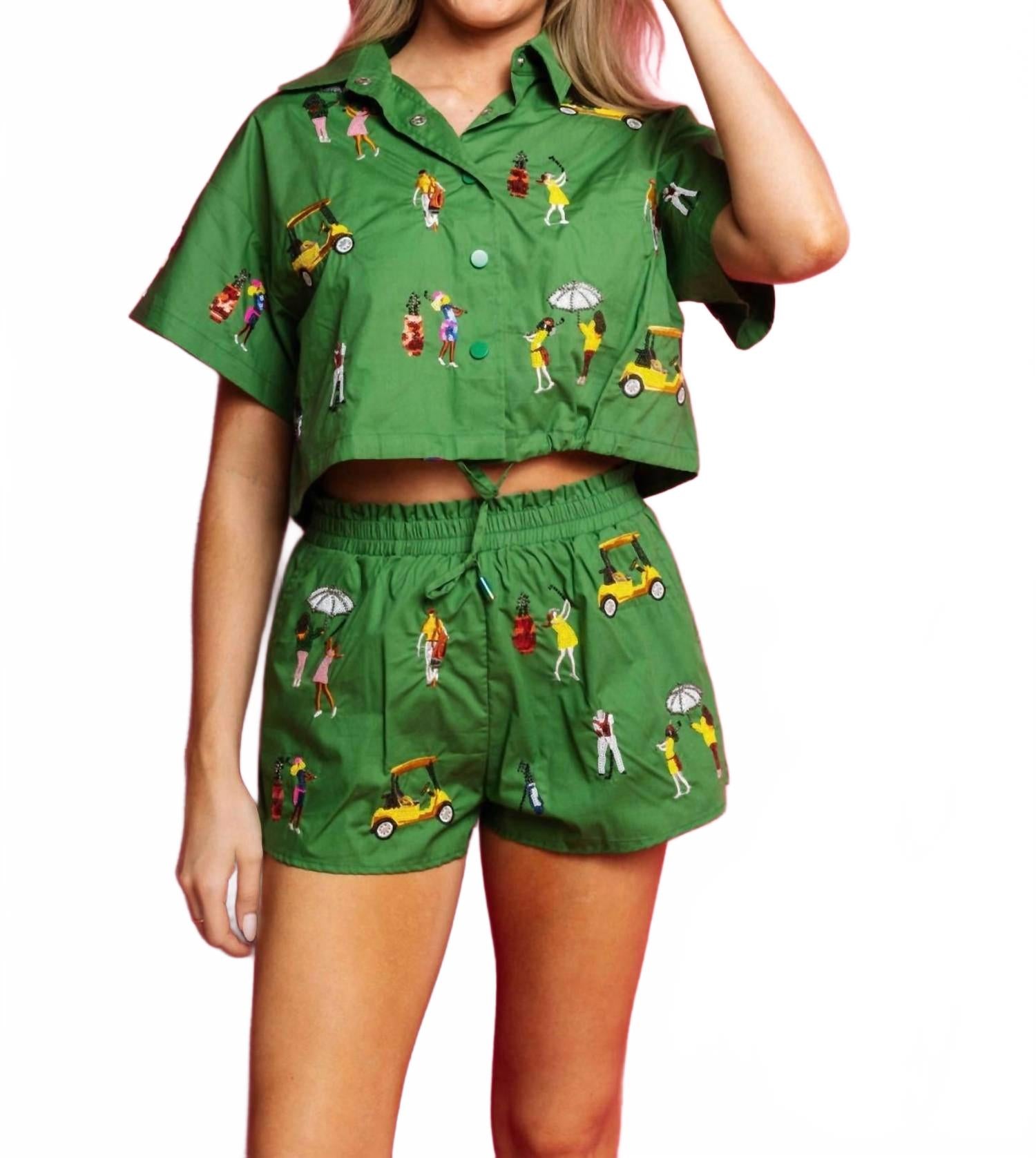 Зеленые хлопковые шорты для гольфа QUEEN OF SPARKLES
Зеленые хлопковые шорты для гольфа QUEEN OF SPARKLES