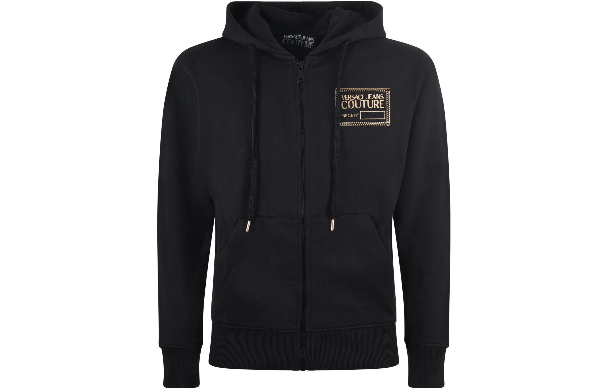 VERSACE JEANS Худи с принтом логотипа на молнии, Black 
VERSACE JEANS Худи с принтом логотипа на молнии, Black