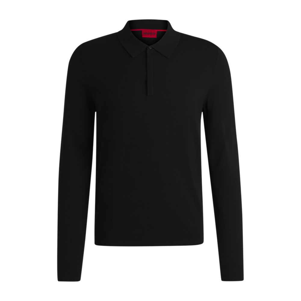 Вязаный свитер-поло со скрытой планкой, облегающего кроя HUGO, черный
Вязаный свитер-поло со скрытой планкой, облегающего кроя HUGO, черный