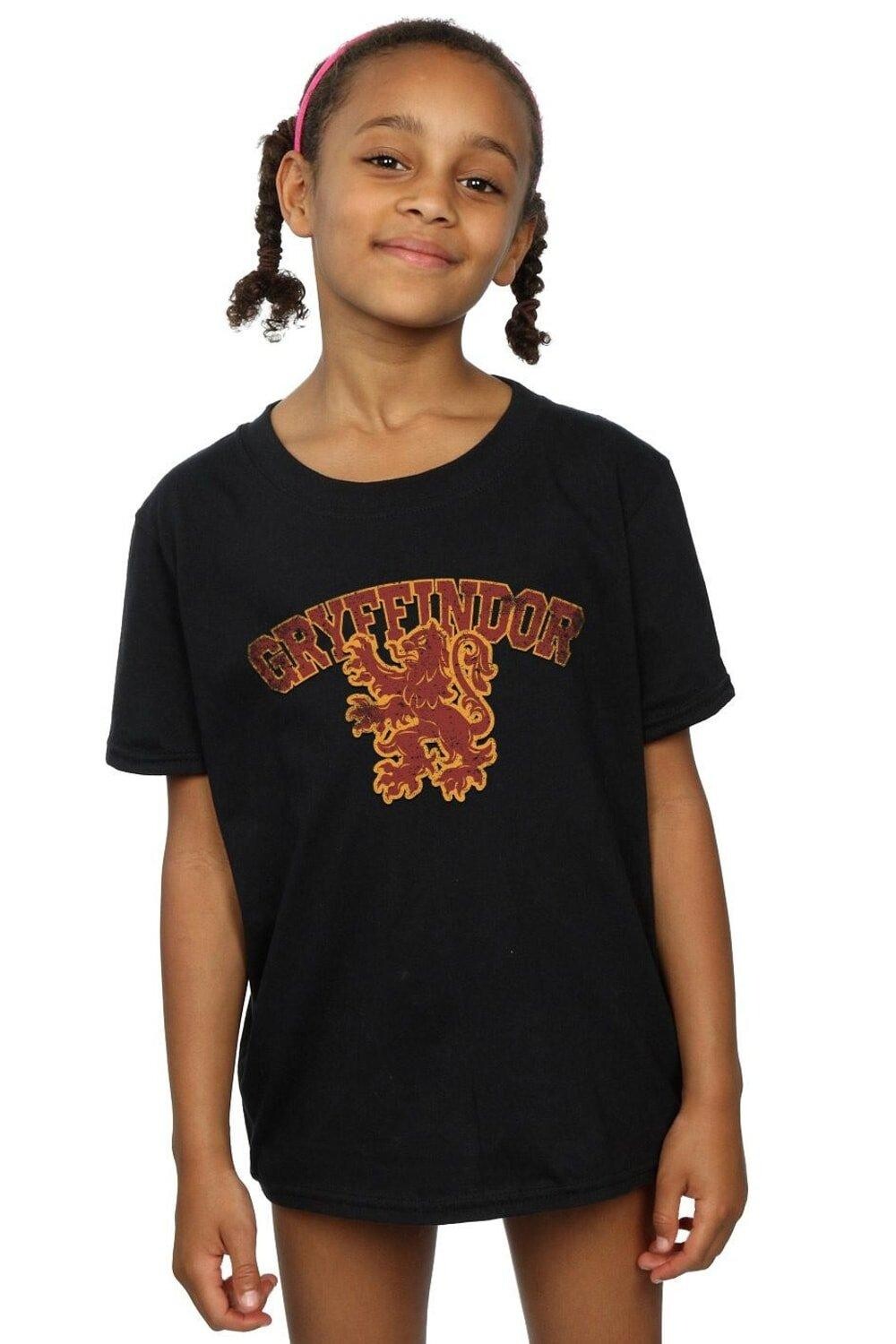Хлопковая футболка со спортивной эмблемой Гриффиндора Harry Potter, черный