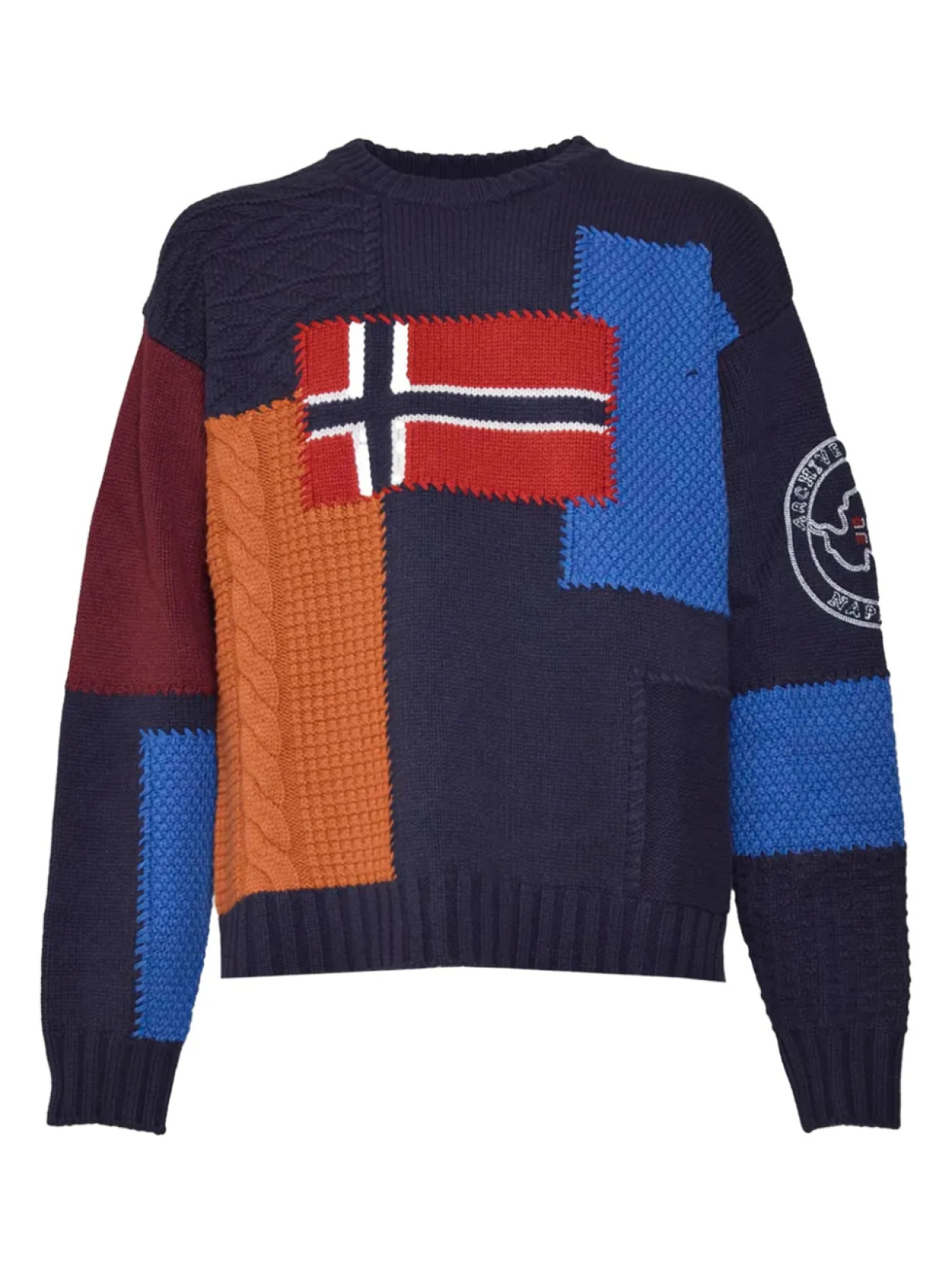 Вязаный свитер в стиле колор-блок Napapijri, синий 
Вязаный свитер в стиле колор-блок Napapijri, синий
