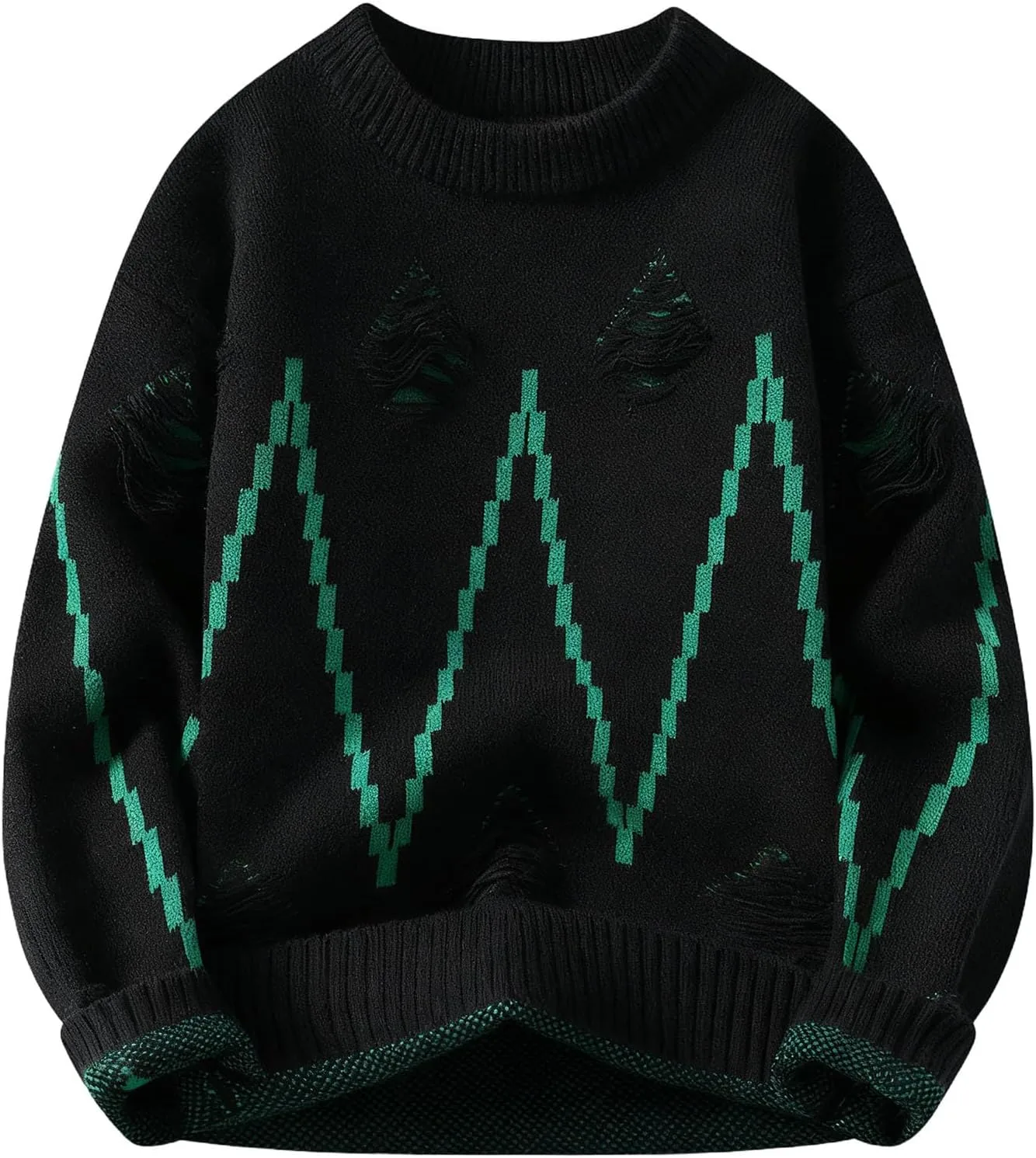 Мужской свитер с принтом, вязаный с длинным рукавом и круглым вырезом
Мужской свитер с принтом, вязаный с длинным рукавом и круглым вырезом