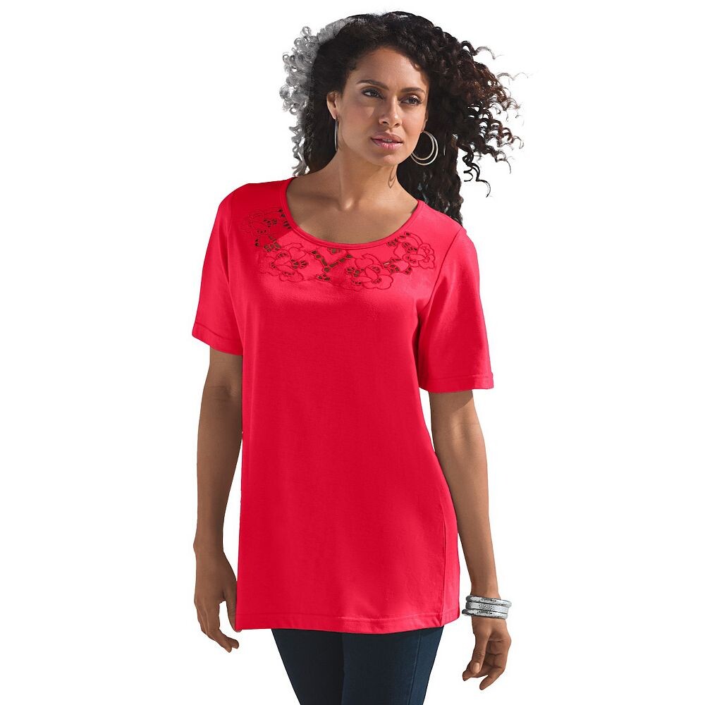 Женская футболка больших размеров Roaman с вырезами и люверсами Roaman's, цвет Vivid Red
Женская футболка больших размеров Roaman с вырезами и люверсами Roaman's, цвет Vivid Red