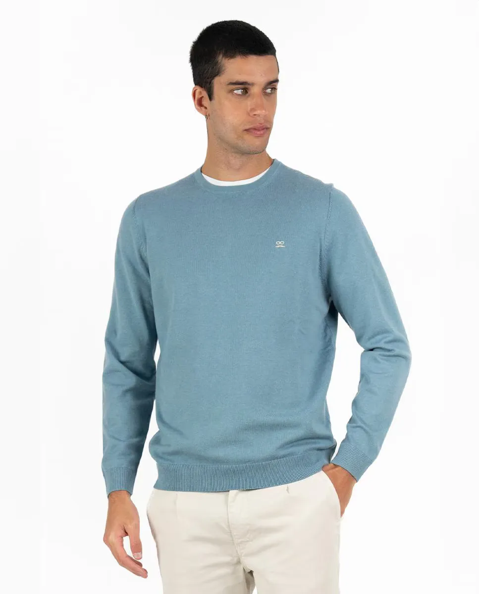 Мужской хлопковый свитер с круглым вырезом Makarthy, синий 
Мужской хлопковый свитер с круглым вырезом Makarthy, синий