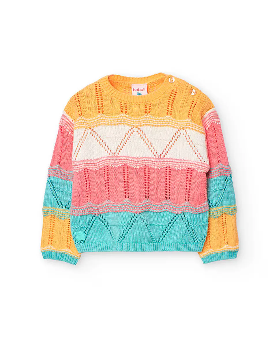 Свитер в стиле колор-блок для малышки с ажурным Boboli, многоцветный
Свитер в стиле колор-блок для малышки с ажурным Boboli, многоцветный