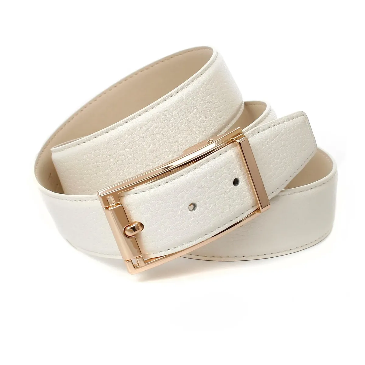 Кожаный ремень Anthoni Crown с пряжкой золотистого цвета, края прошиты, белый
Кожаный ремень Anthoni Crown с пряжкой золотистого цвета, края прошиты, белый