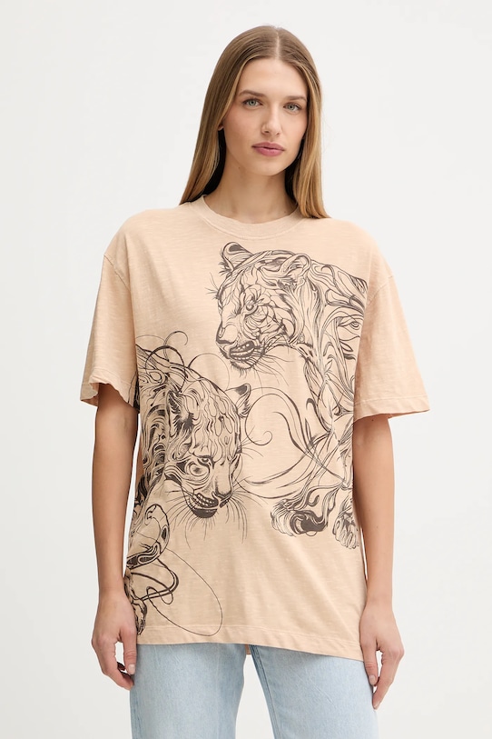 Хлопковая футболка Guess, бежевый
Хлопковая футболка Guess, бежевый