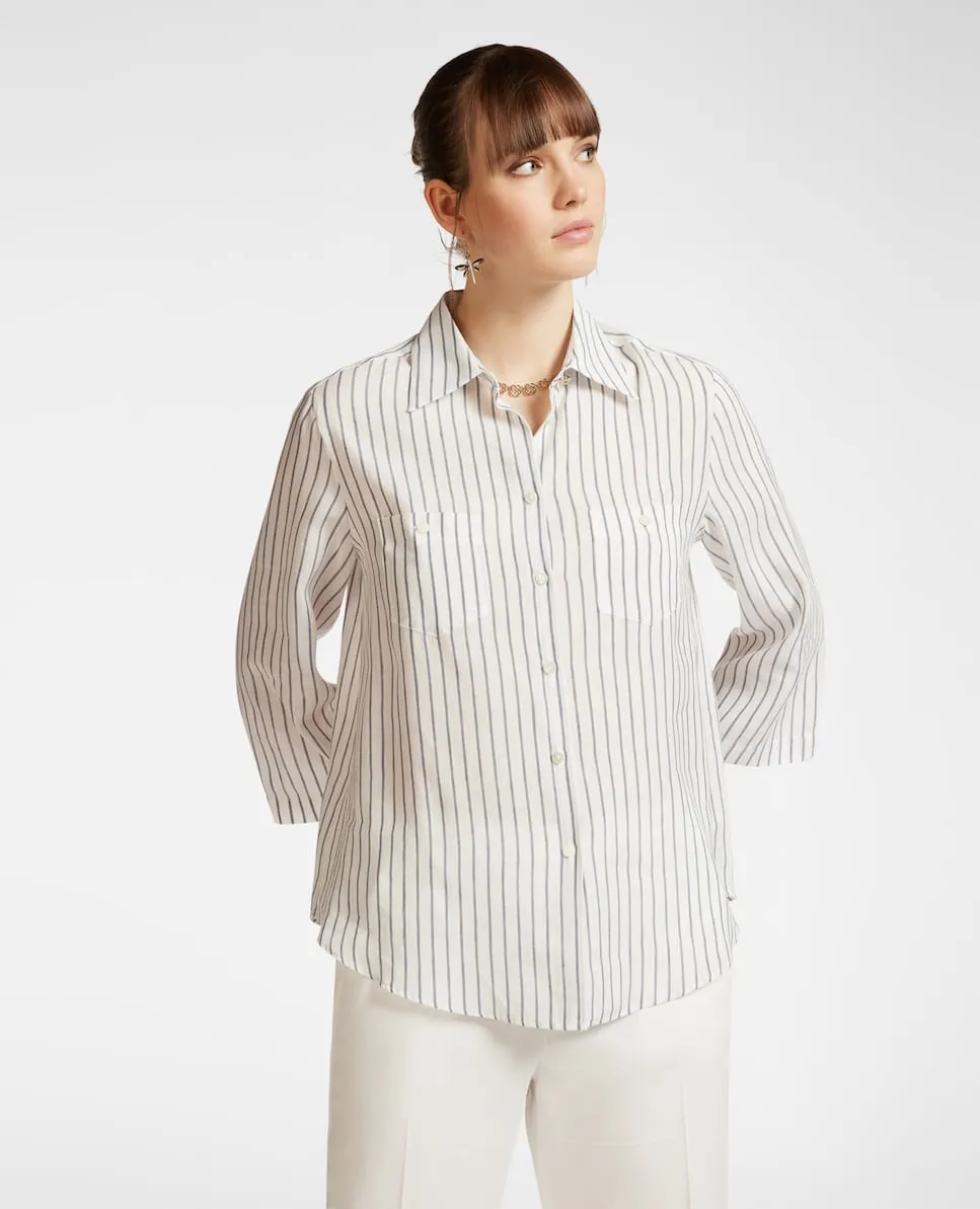 Женская рубашка в полоску с карманами Elena Miró, белый
Женская рубашка в полоску с карманами Elena Miró, белый