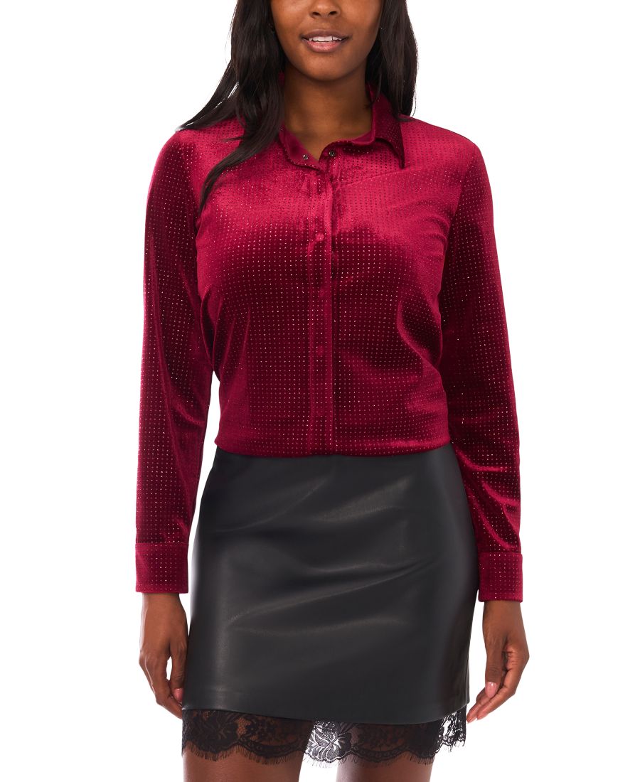 Женская рубашка с пайетками и пуговицами спереди Vince Camuto, Wine
Женская рубашка с пайетками и пуговицами спереди Vince Camuto, Wine