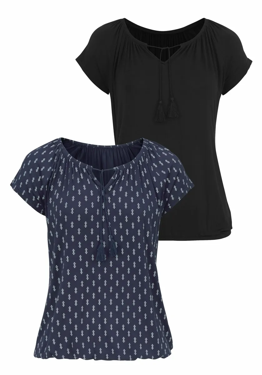 Футболка Vivance со слегка присборенным вырезом, синий
Футболка Vivance со слегка присборенным вырезом, синий