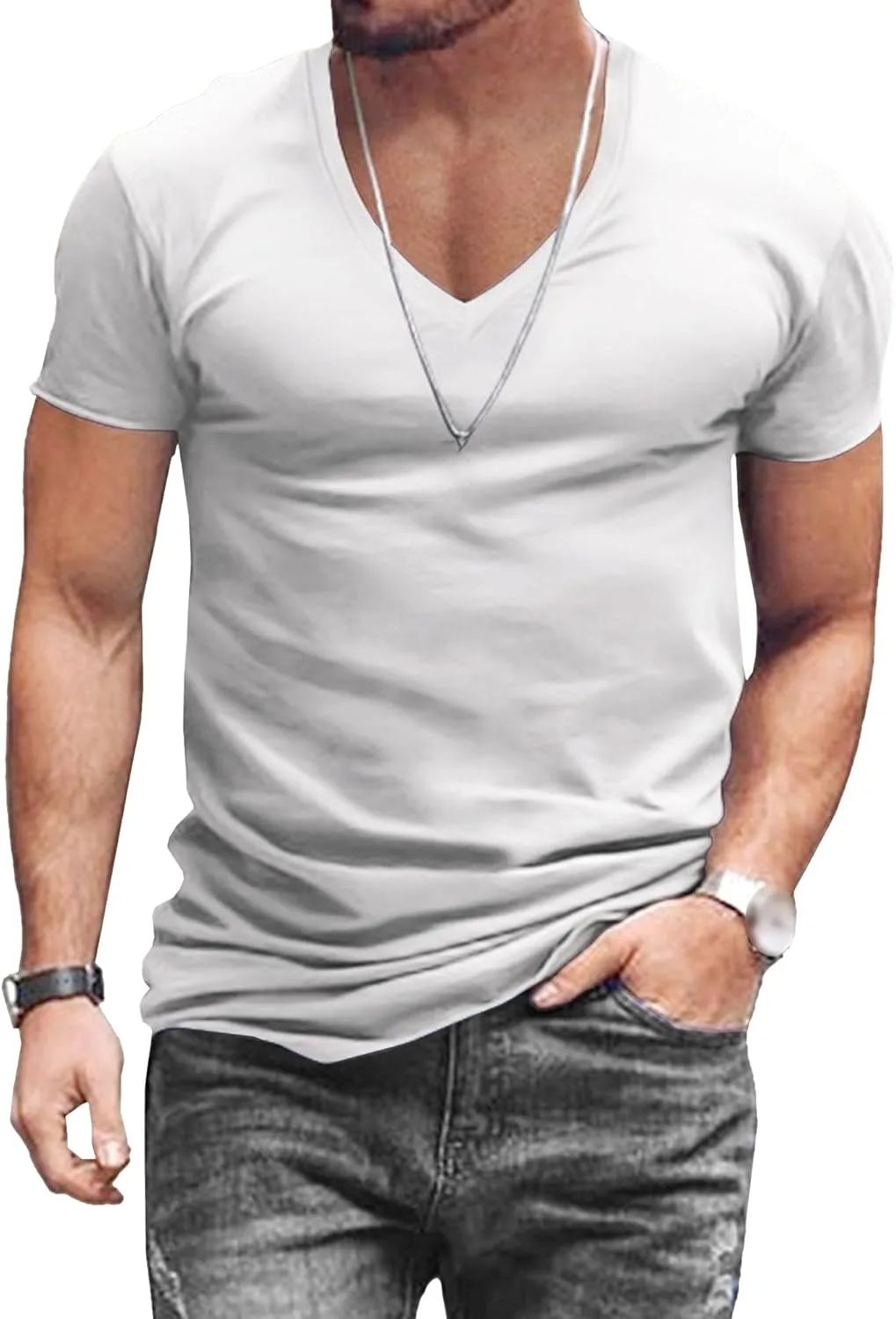 Мужская футболка Slim Fit V-образный вырез легкая Aosufei
Мужская футболка Slim Fit V-образный вырез легкая Aosufei