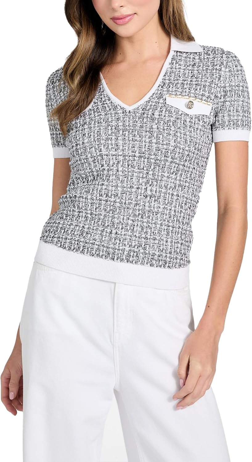 Женский свитер Guess Eco с коротким рукавом Annabelle, Black And White Tweed
Женский свитер Guess Eco с коротким рукавом Annabelle, Black And White Tweed