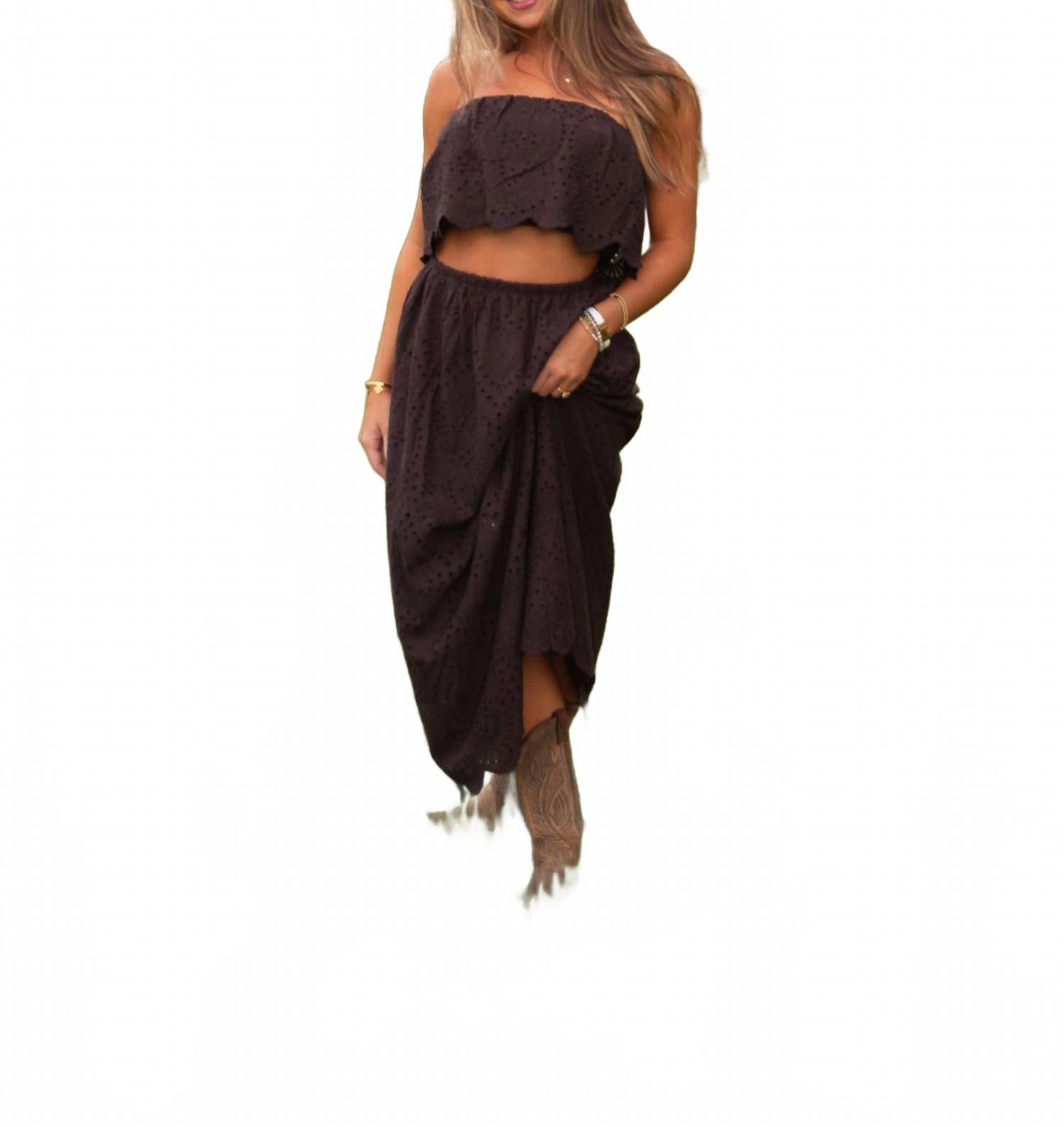 Sadie & Sage Юбка Double Vision с перфорацией, коричневая
Sadie & Sage Юбка Double Vision с перфорацией, коричневая