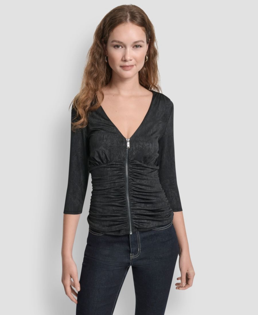 Женская блузка с рукавами 3/4 и V-образным вырезом DKNY, Black
Женская блузка с рукавами 3/4 и V-образным вырезом DKNY, Black