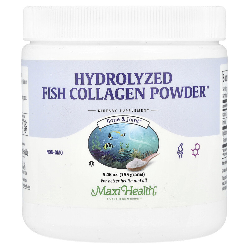 Maxi Health, Hydrolyzed, порошок из рыбьего коллагена , 155 г (5,46 унции)
Maxi Health, Hydrolyzed, порошок из рыбьего коллагена , 155 г (5,46 унции)