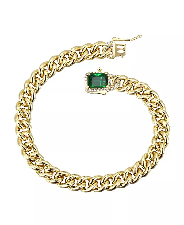 Роскошный браслет-цепочка из стерлингового серебра с ореолом из кубических цирконий, покрытых 14-каратным желтым золотом Genevive, green
Роскошный браслет-цепочка из стерлингового серебра с ореолом из кубических цирконий, покрытых 14-каратным желтым золотом Genevive, green