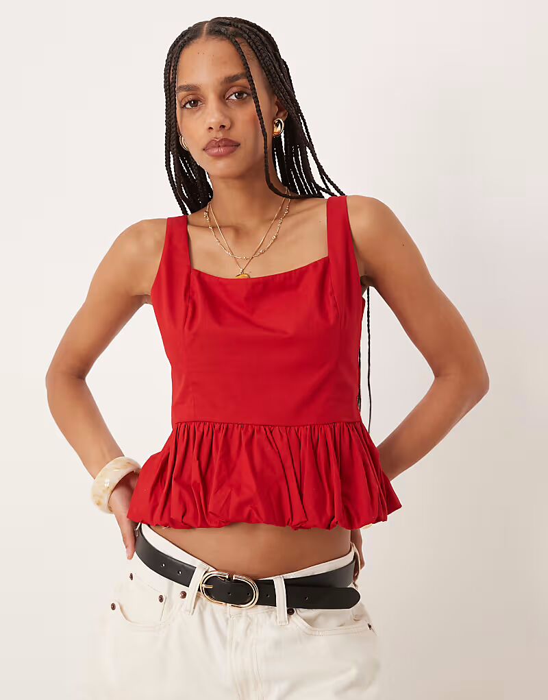 Топ с подолом-пузырем Abercrombie & Fitch красного цвета
Топ с подолом-пузырем Abercrombie & Fitch красного цвета